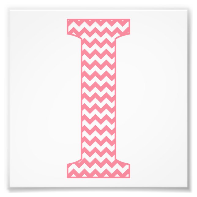 Klassischer Preppy Pink Zickzack Letter I Monogram Fotodruck (Vorne)