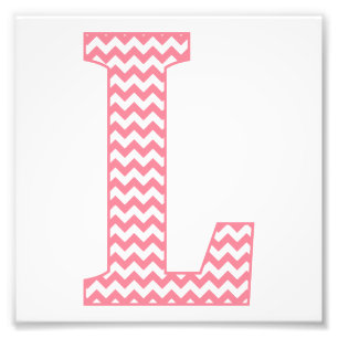 Klassischer Preppy Pink Zickzack Letter L Monogram Fotodruck