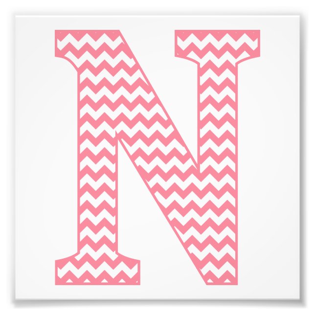 Klassischer Preppy Pink Zickzack Letter N Monogram Fotodruck (Vorne)