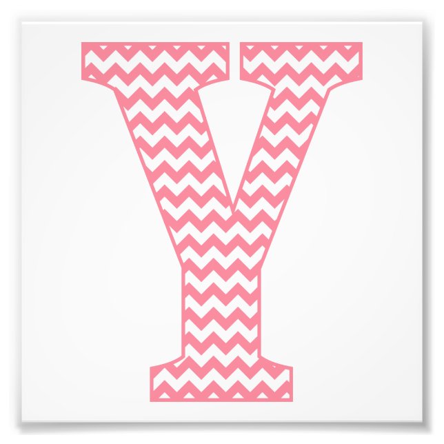 Klassischer Preppy Pink Zickzack Letter Y Monogram Fotodruck (Vorne)