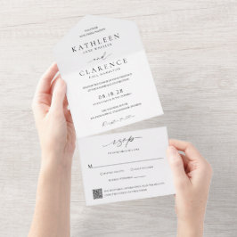 Klassischer QR Code Elegante Hochzeit All In One Einladung