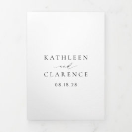 Klassischer QR Code Elegante Hochzeit Dreifach Gefaltete Einladung