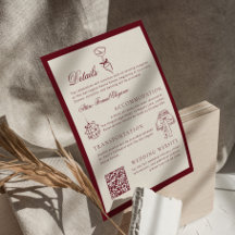 Klassischer QR-Code Hochzeitsdetails Tiefrot Old M