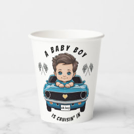 Klassischer Race Car Baby Boy Cruisin' in Dusche Pappbecher