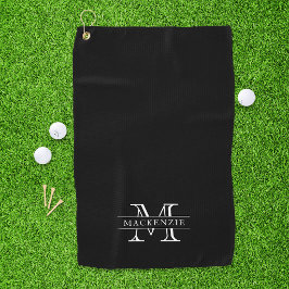 Klassischer Rand Namensmonogramm mit editierbaren  Golfhandtuch