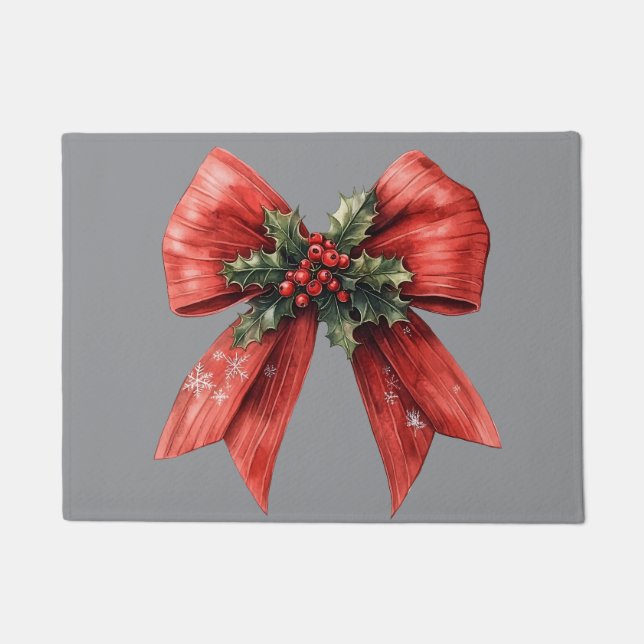 Klassischer Red Bow & Holly Doormat Fußmatte (Vorderseite)
