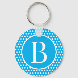 Klassischer Retro-Anfangsbuchstaben Sky Blue Polka Schlüsselanhänger