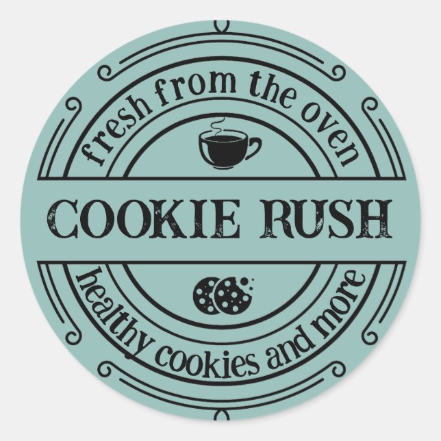 Klassischer Retro Blue Baked Goods Round Sticker (Vorderseite)