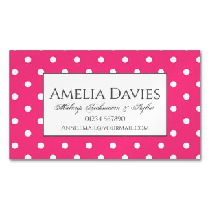 Klassischer Retro-Hellrosa Polka-Dot Magnetische Visitenkarte