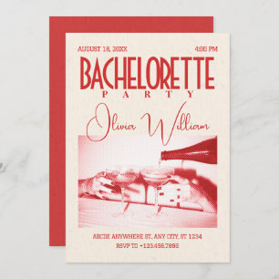 Klassischer Retro-Junggeselinnen-Abschied Einladung