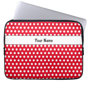 Klassischer Retro Polka Dot Roter und Weißer Name Laptopschutzhülle