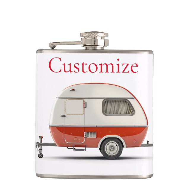 Klassischer Retro Teardrop Camper Thunder_Cove Flachmann (Vorderseite)