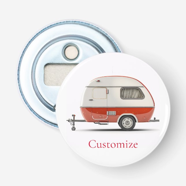 Klassischer Retro Teardrop Camper Thunder_Cove Flaschenöffner (Vorderseite)