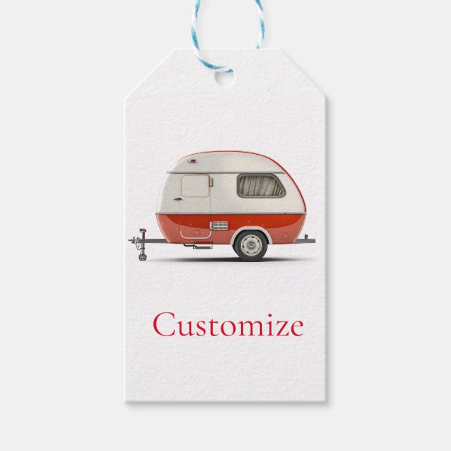 Klassischer Retro Teardrop Camper Thunder_Cove Geschenkanhänger (Vorderseite)