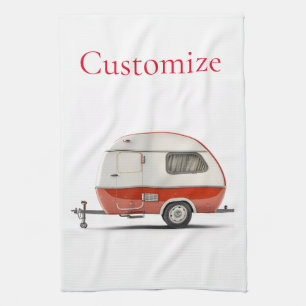Klassischer Retro Teardrop Camper Thunder_Cove Geschirrtuch