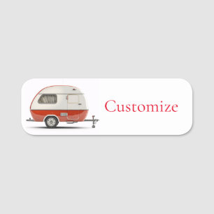 Klassischer Retro Teardrop Camper Thunder_Cove Namensschild