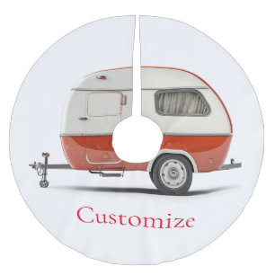 Klassischer Retro Teardrop Camper Thunder_Cove Polyester Weihnachtsbaumdecke