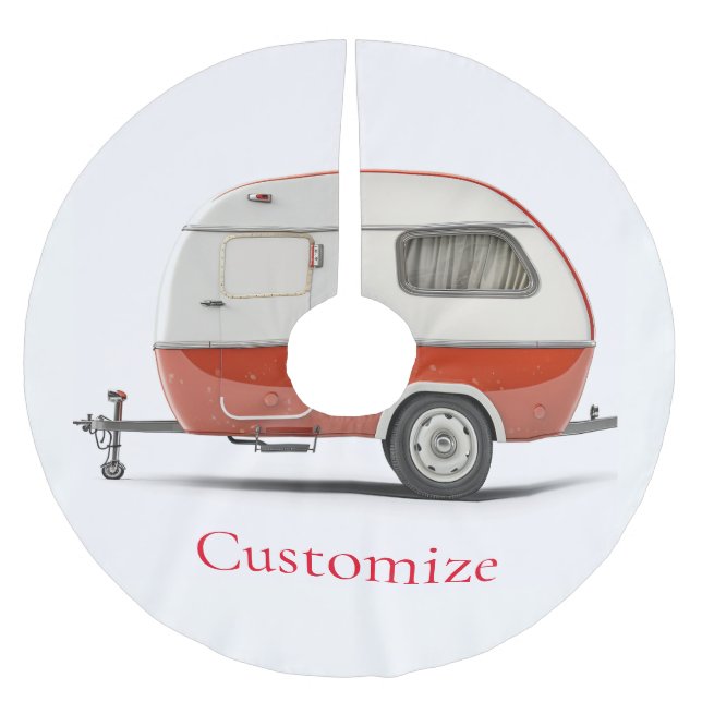 Klassischer Retro Teardrop Camper Thunder_Cove Polyester Weihnachtsbaumdecke (Vorderseite)