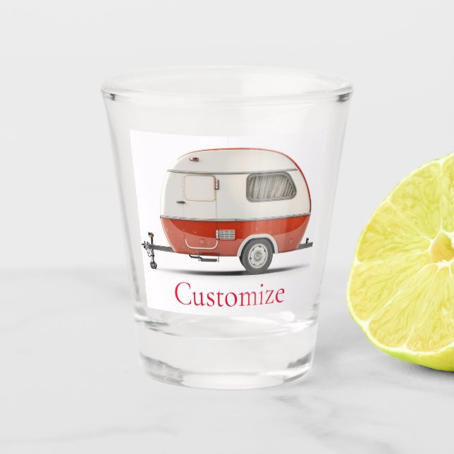 Klassischer Retro Teardrop Camper Thunder_Cove Schnapsglas (Vorderseite)