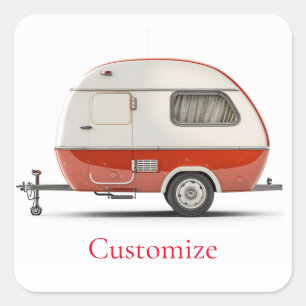 Klassischer Retro-Tränen-Tropfen-Camper Thunder_Co Quadratischer Aufkleber