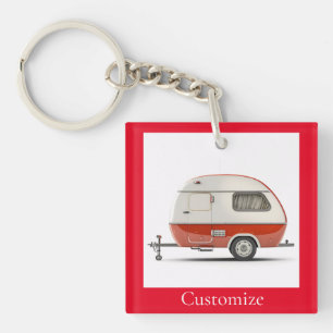 Klassischer Retro-Tränen-Tropfen-Camper Thunder_Co Schlüsselanhänger