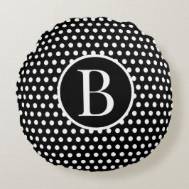 Klassischer Retro-Vintager Buchstabe Polka Dots Bl Rundes Kissen