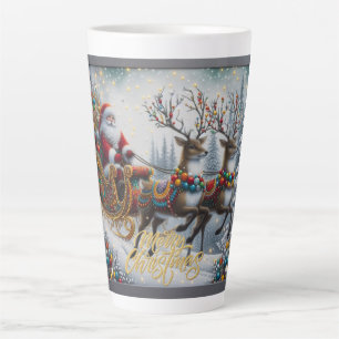 Klassischer/Retro-Weihnachtsmann & Rentiere Milchtasse