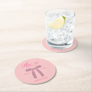 klassischer rosa Coquette-Junggeselinnen-Abschied Runder Pappuntersetzer