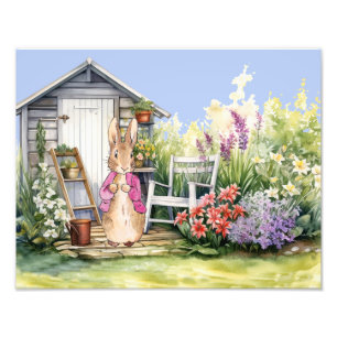 Klassischer rosa Kaninchen-Jacket-Gartenschuppen Fotodruck