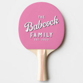 Klassischer rosa Retro-Familienname & Jahr Tischtennis Schläger