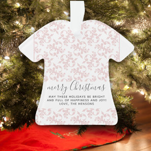 Klassischer Rosa-Rococo-Frohe-Weihnachten-Schriftz Ornament