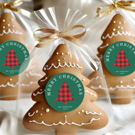 Klassischer Rot-Grüner Weihnachtsbaum-Aufkleber Runder Aufkleber