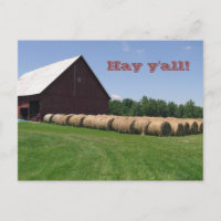 Klassischer Roter Barn & Hay Bales Postcard
