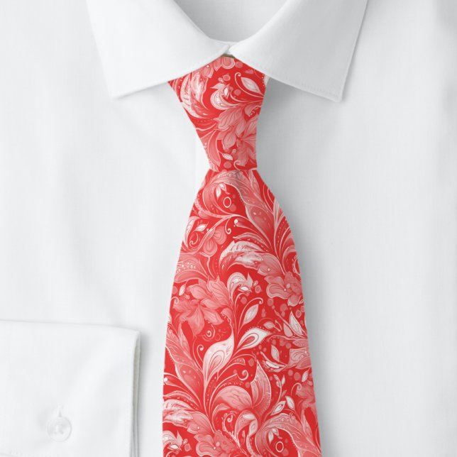 Klassischer Roter Botanischer Batik Krawatte (Von Creator hochgeladen)