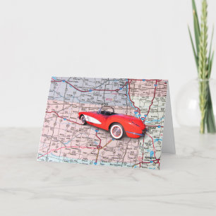 Klassischer roter Corvette 1960 auf der Karte