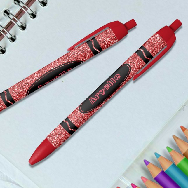 Klassischer Roter Glitzer Crayon Individuelle Name Kugelschreiber (Von Creator hochgeladen)