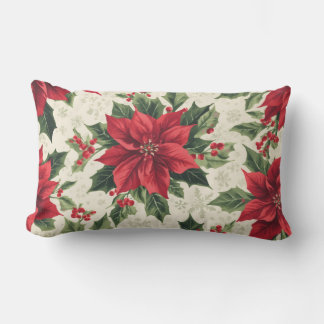 Klassischer roter grüner Weihnachts-Poinsettie-Ste Kissen Für Draußen