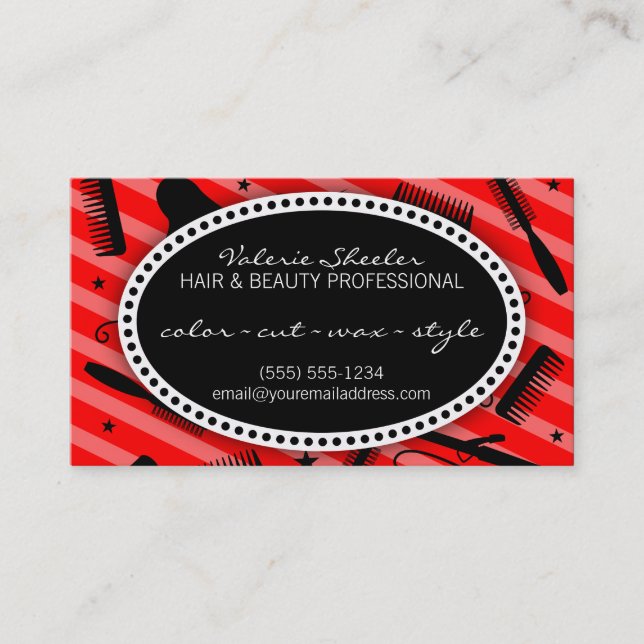 Klassischer roter Haar-u. Schönheits-Kupon Rabattkarte (Vorderseite)