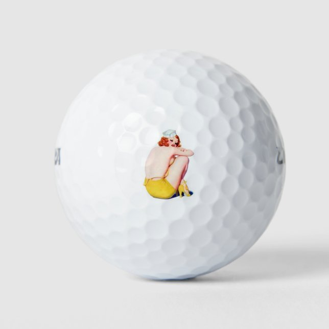 Klassischer roter Kopf-PinUp Golfball (Vorderseite)