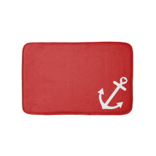 Klassischer roter Liebe-Anker nautisch Badematte