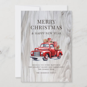 Klassischer roter LKW Weihnachtsgeschenke rustikal Feiertagskarte