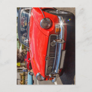 Klassischer roter MGB-Roadster-Sportwagen Postkarte