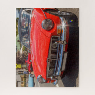 Klassischer roter MGB-Roadster-Sportwagen. Puzzle