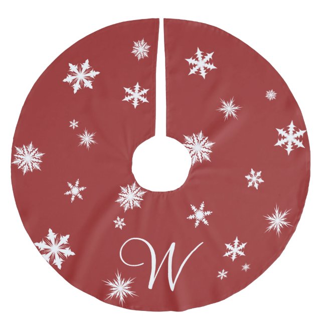 Klassischer Roter Monogram Tree Skirt Polyester Weihnachtsbaumdecke (Vorderseite)