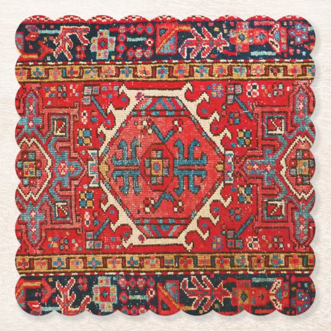 Klassischer roter persischer Orientteppich    Untersetzer (Vorderseite)