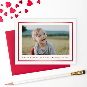 Klassischer roter Rahmen Foto Valentinstag Mitteilungskarte