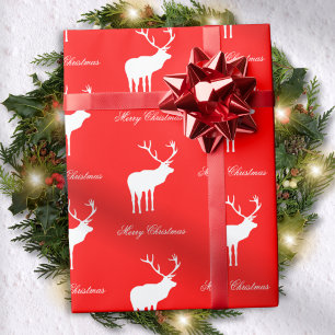 Klassischer roter Rentier-Weihnachten elegant  Geschenkpapier