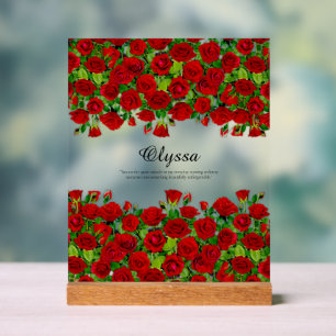 Klassischer roter Rosengarten Romantischer benutze Acrylschild