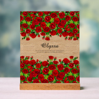Klassischer roter Rosengarten Romantischer benutze Acrylschild