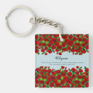 Klassischer roter Rosengarten Romantischer benutze Schlüsselanhänger